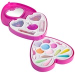Набор детской декорат. косметики Bondibon Eva Moda, BOX 40х17,8х3,8 см, косметичка-сердце 2-уровневая с зеркальцем, тенями для век (12 оттенков; 8,4г), 2-мя аппликаторами, помадами (2 цвета; 1,6г), лаком для ногтей (8г) и блеском для губ (3 оттенка; 3г),