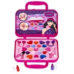 Набор детской декор. косметики Bondibon Eva Moda, BOX 20*5,5*17,8 см; косметичка-сумочка с бантиком, тени для век 7 оттенков (5,4г),помада 2 оттенка (1г), блеск для губ 12 оттенков (9,6г), аппликатор 1шт., кисточка 1шт., 2 резиночка для волос, арт.77026.