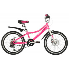 Велосипед NOVATRACK 20" ALICE розовый,  стальная рама, 6 скор., Shimano TY21/Microshift TS38, дисков