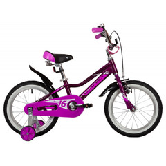 Велосипед NOVATRACK 16" NOVARA алюм., фиолетовый, пер.руч., зад.нож. тормоз, короткие крылья, полная