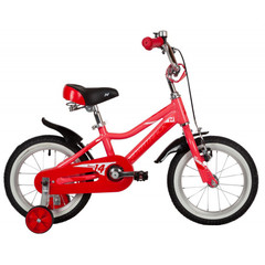 Велосипед NOVATRACK 14" NOVARA алюм., коралловый, пер.руч., зад.нож. тормоз, короткие крылья, полная