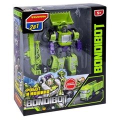 Трансформер 2в1 BONDIBOT Bondibon, робот-строит.техника (трактор с ковшом), BOX 28,5x23x9,5 см, цвет зелёный, арт.03.