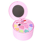 Набор детской декор., косметики Bondibon Eva Moda, BOX 35х29х8,5 см; косметичка-диск; тени для век - 7шт.(7г) / румяна -2шт.(4г) / губная помада -3шт.(1,8г) / блеск для губ-7шт.(5г) / лак для ногтей -2шт.(10мл) / наклейка для ногтей- 1шт. / пилочка для но