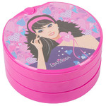 Набор детской декор. косметики Bondibon Eva Moda, BOX 30*26,5*7 см с ручкой; косметичка-диск, 3х-уровневая, раздвижная: крышка-зеркальце поворот на 360о, тени для век 11 оттенков (8,3г), блеск для губ 12 оттенков (9г), 2 аппликатора, лак для ногтей (7,8г)
