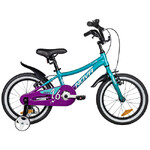 Велосипед NOVATRACK 16" KATRINA алюм., зелёный-фиолетов, полная защ.цепи, V-brake, короткие крылья