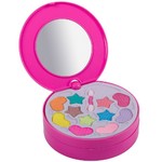 Набор детской декор. косметики Bondibon Eva Moda, BOX 27,5*26*5 см; косметичка-диск, 2х-уровневая, раздвижная: крышка-зеркальце поворот на 360о, тени для век 11 оттенков (8,3г), блеск для губ 11 оттенков (7,6г), 2 аппликатора; арт.10678F2.