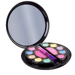 Набор детской декор. косметики Bondibon Eva Moda, BOX 30х29,5х6 см; лак для ногтей 2 оттенка (15,6г),1 разделитель для пальцев, косметичка-кругл.шкатулка, 2х-уровневая, раздвижная, с зеркальцем: тени для век 10 оттенков (5г), тени 3 оттенка (3г), блеск дл