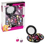 Набор детской декор. косметики Bondibon Eva Moda, BOX 24х18,5х5 см; лак для ногтей 2 оттенка (10г), косметичка-круг, 2х-уровневая, раздвижная, с зеркальцем: тени для век 10 оттенков (7г), тени 2 оттенка (1,6г), блеск для губ 3 оттенка (3,2г), помада 3 отт