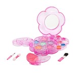 Набор детской декор. косметики Bondibon Eva Moda, CRD 34*18*3 см; косметичка-цветок с листом 3х-уровневая, раздвижная с зеркальцем: блеск для губ 9 оттенков (4г),1 аппликатор,1 кисточка, 1 кисточка-растушевка, тени для век 6 оттенков (4,2г); арт.77021.