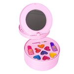 Набор детской декор., косметики Bondibon Eva Moda, BOX 35х29х8,5 см; косметичка-диск; тени для век - 7шт.(7г) / румяна -2шт.(4г) / губная помада -3шт.(1,8г) / блеск для губ-7шт.(5г) / лак для ногтей -2шт.(10мл) / наклейка для ногтей- 1шт. / пилочка для но