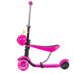 Самокат Novatrack Disco-kids Saddle для детей, трансформер, свет.колеса PU 120*90мм, розовый