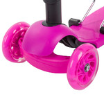 Самокат Novatrack Disco-kids Saddle для детей, трансформер, свет.колеса PU 120*90мм, розовый