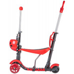 Самокат Novatrack Disco-kids Saddle PRO для детей, трансформер, свет.колеса PU 120*90мм, красный