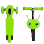 Самокат Novatrack Disco-kids Saddle для детей, трансформер, свет.колеса PU 120*90мм, зеленый